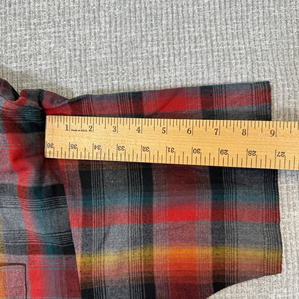Hutspah Plaid Shirt Short Sleeve Button Up Made in‎ USA Colorful Mens L Gorp 90s